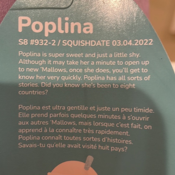 RESERVED NWT 8” Poplina the Purple Boba Drink Squishmallow - Picture 4 of 4